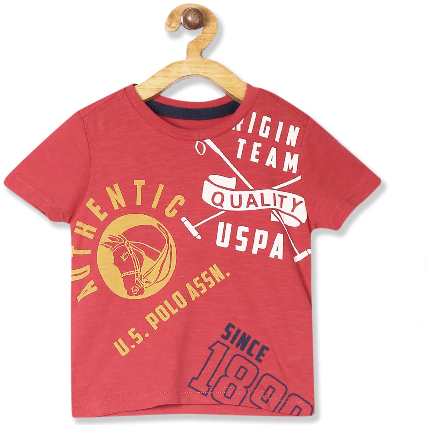 

U S Polo Assn Boy Cotton Printed T-shirt - Red