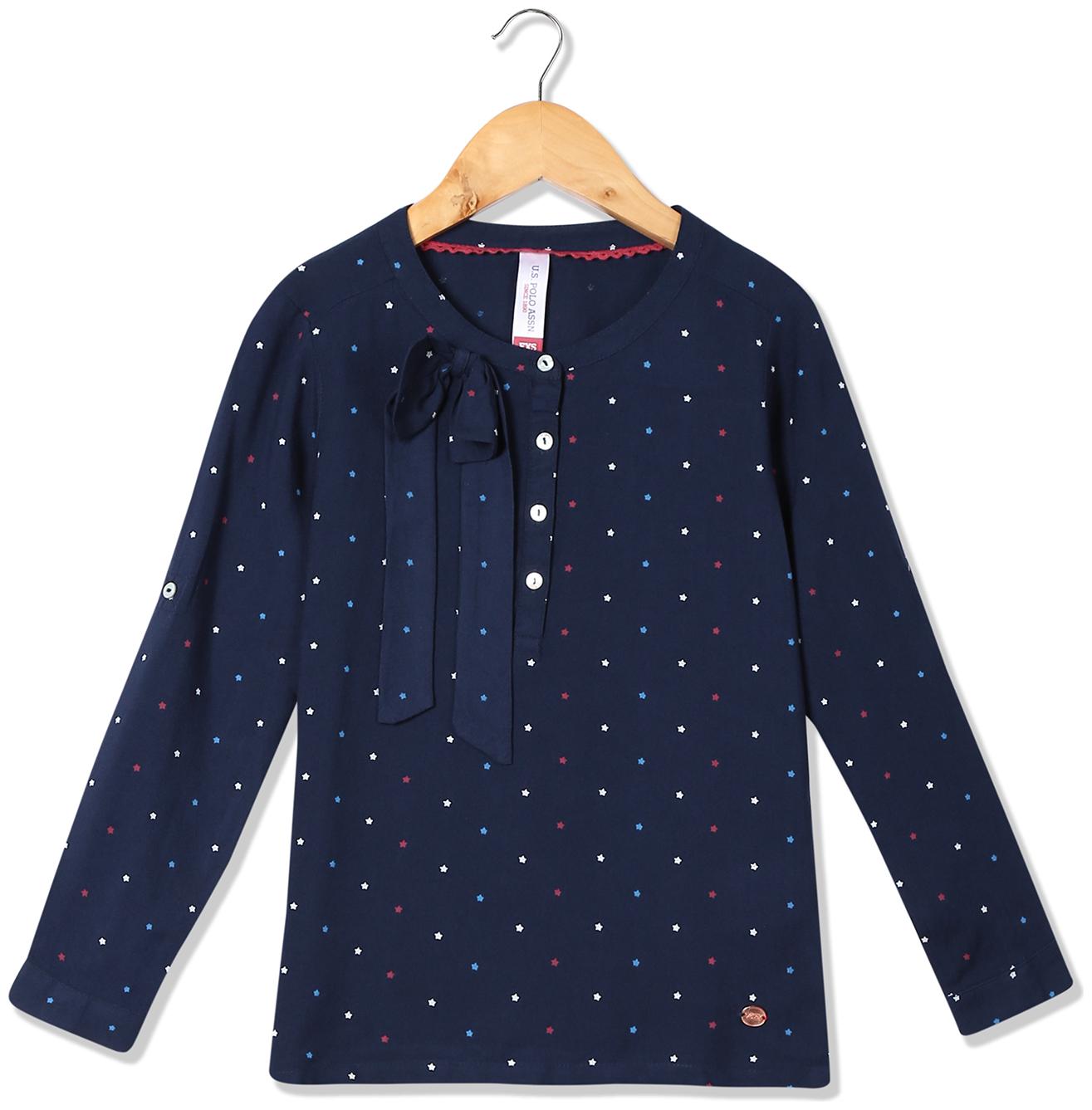 

U S Polo Assn Girl Rayon Printed Top - Blue