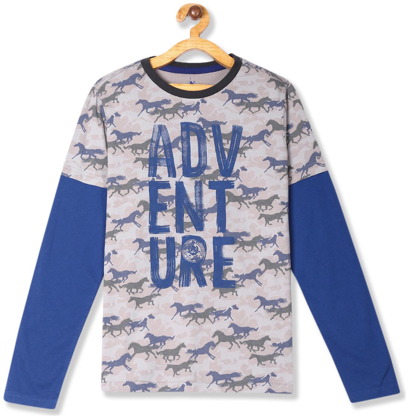 

U S Polo Assn Cotton Printed T shirt for Baby Boy - Grey