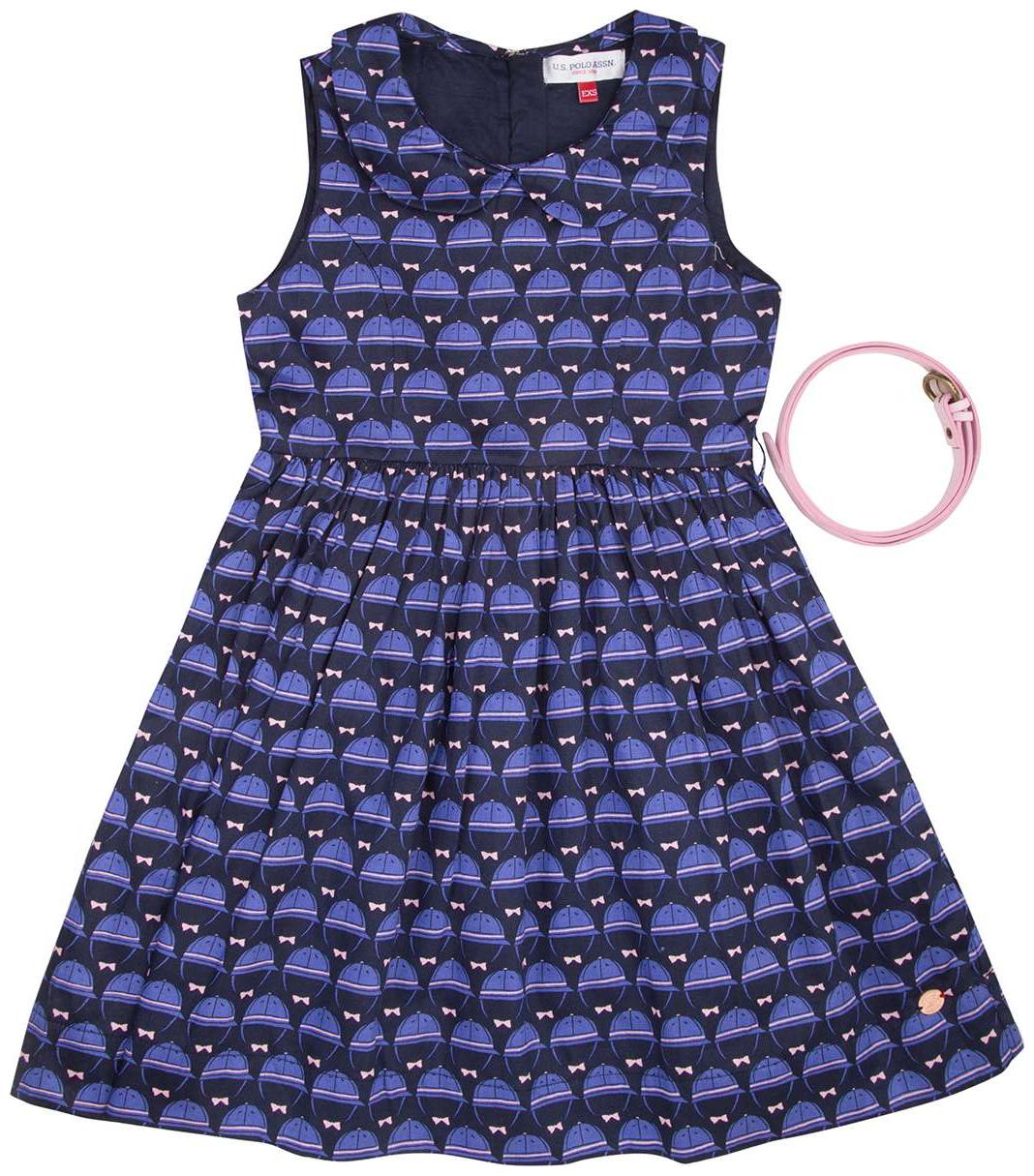 

U S Polo Assn Blue Cotton Sleeveless Knee Length Princess Frock ( Pack of 1 )