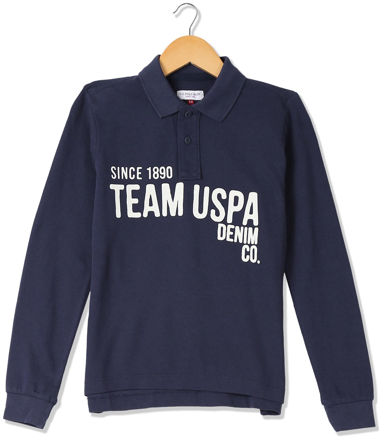 

U S Polo Assn Boy Cotton Printed T-shirt - Blue