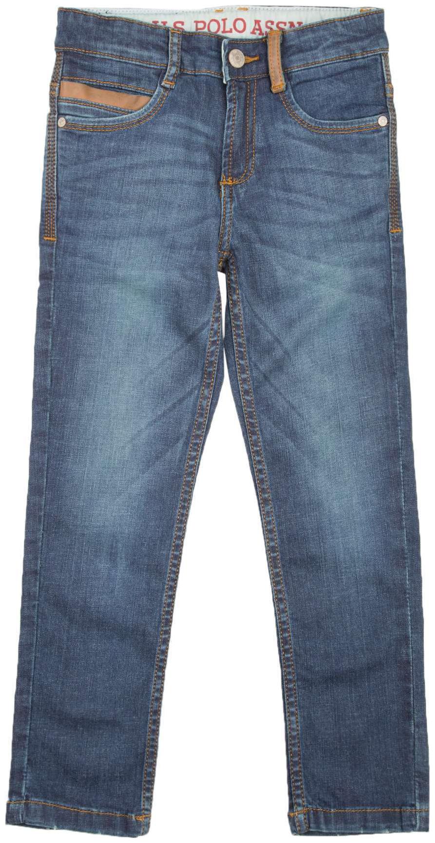

U S Polo Assn Blue Cotton Boys Adjustable Waist Washed Jeans