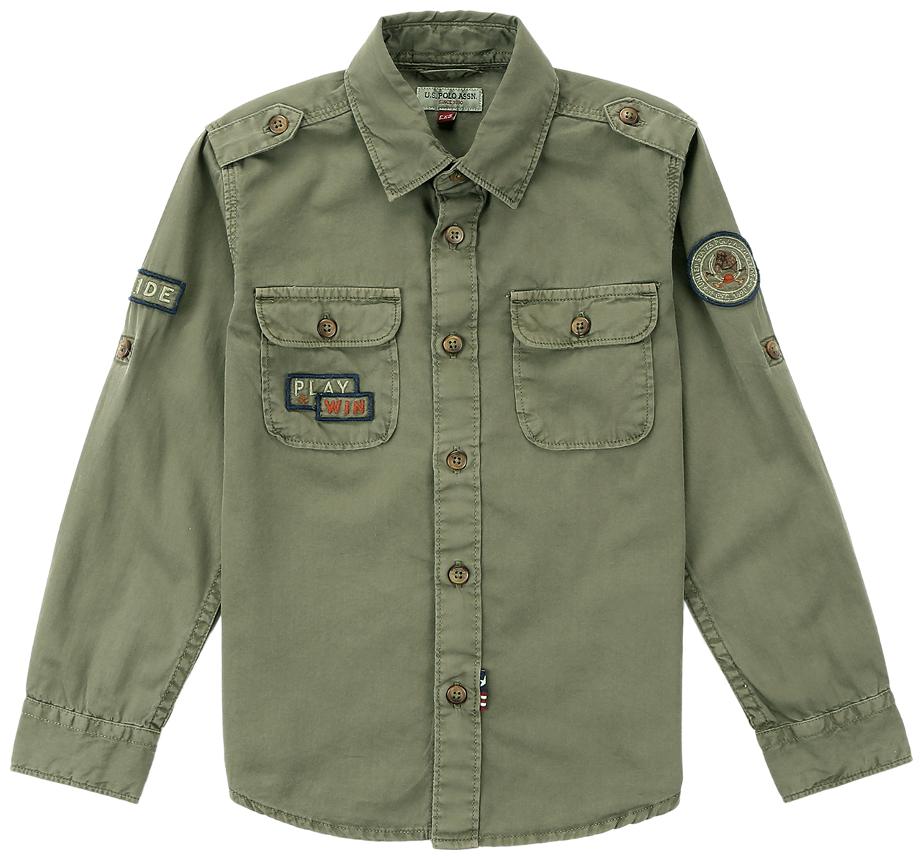 

U S Polo Assn Boy Cotton Solid Shirt Green