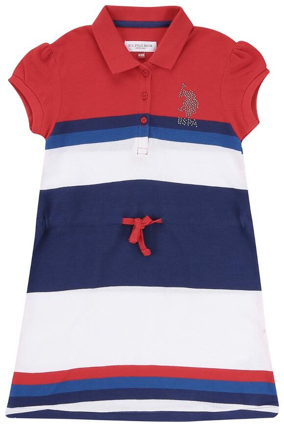 

U S Polo Assn Multi Cotton Short Sleeves Knee Length Princess Frock ( Pack of 1 )