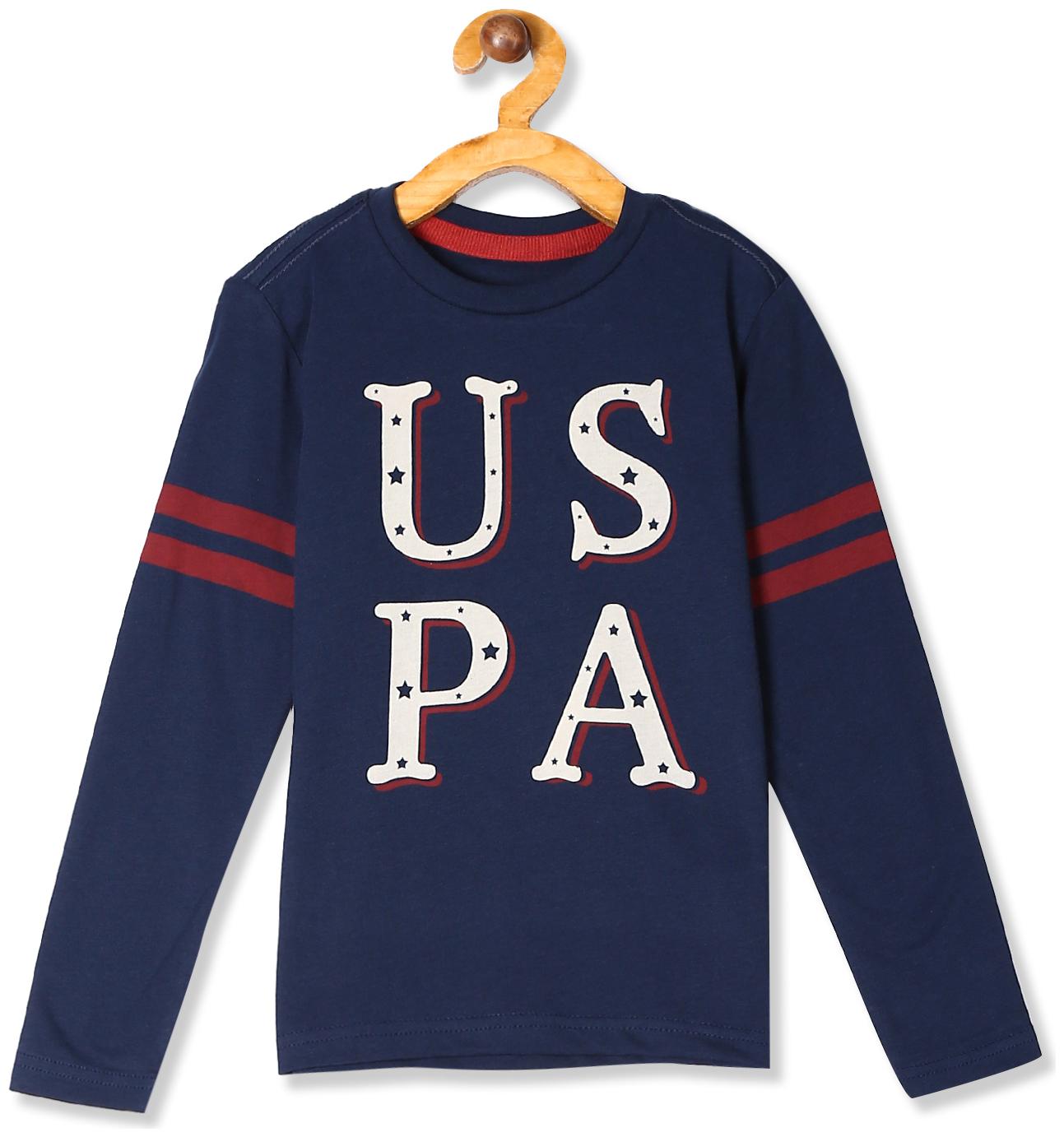 

U S Polo Assn Cotton Printed T shirt for Baby Boy - Blue