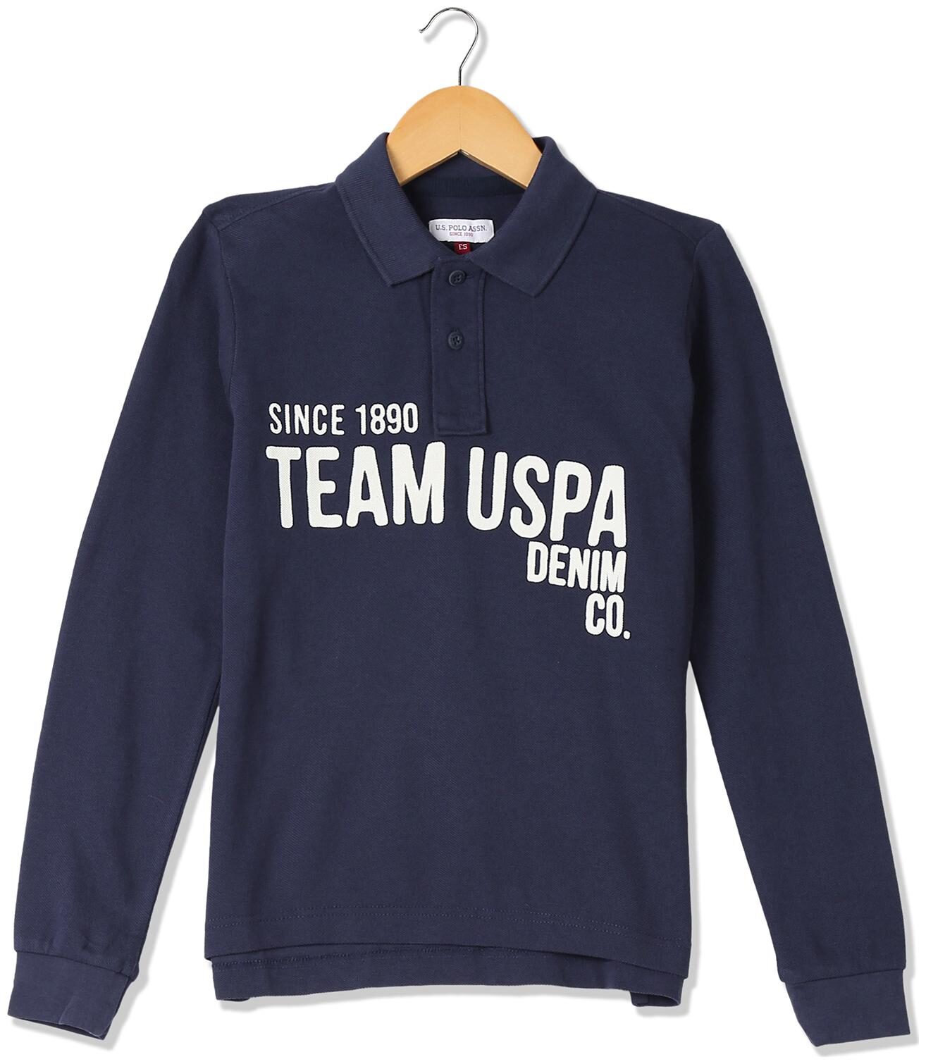 

U S Polo Assn Boy Cotton Printed T-shirt - Blue