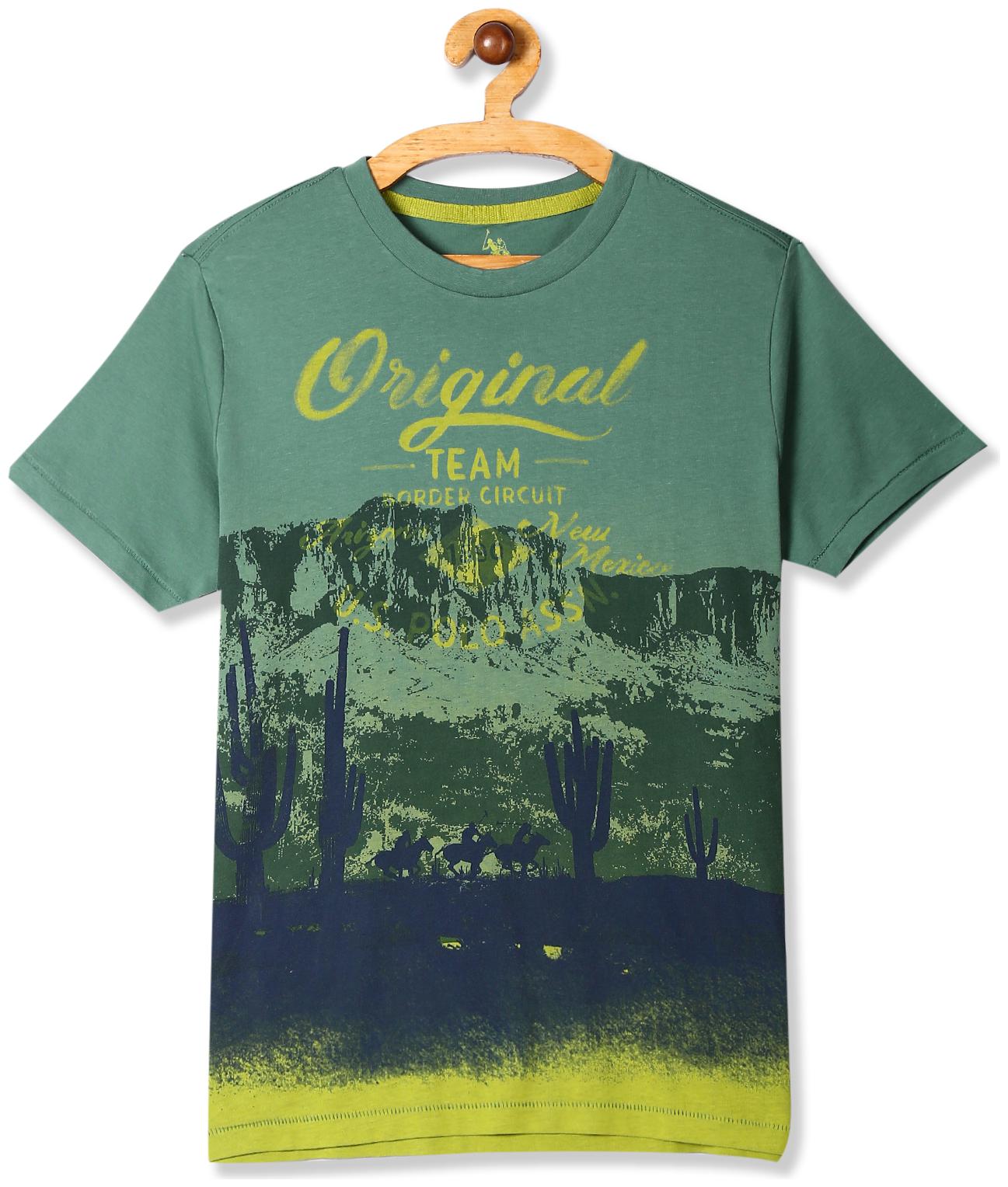 

U S Polo Assn Cotton Printed T shirt for Baby Boy - Green