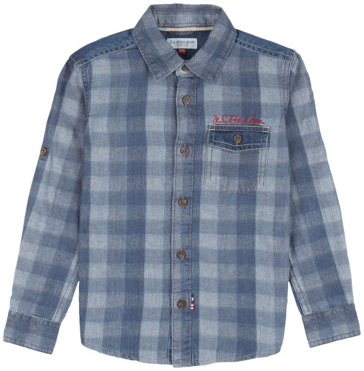 

U S Polo Assn Boy Cotton Checked Shirt Blue