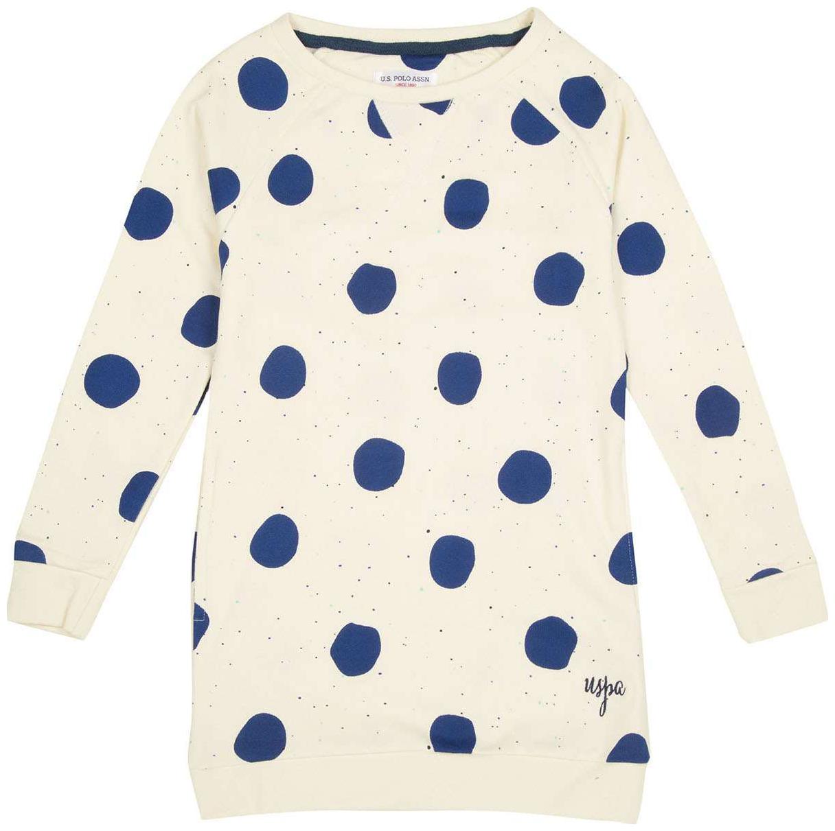 

U S Polo Assn White Cotton Full Sleeves Knee Length Princess Frock ( Pack of 1 )
