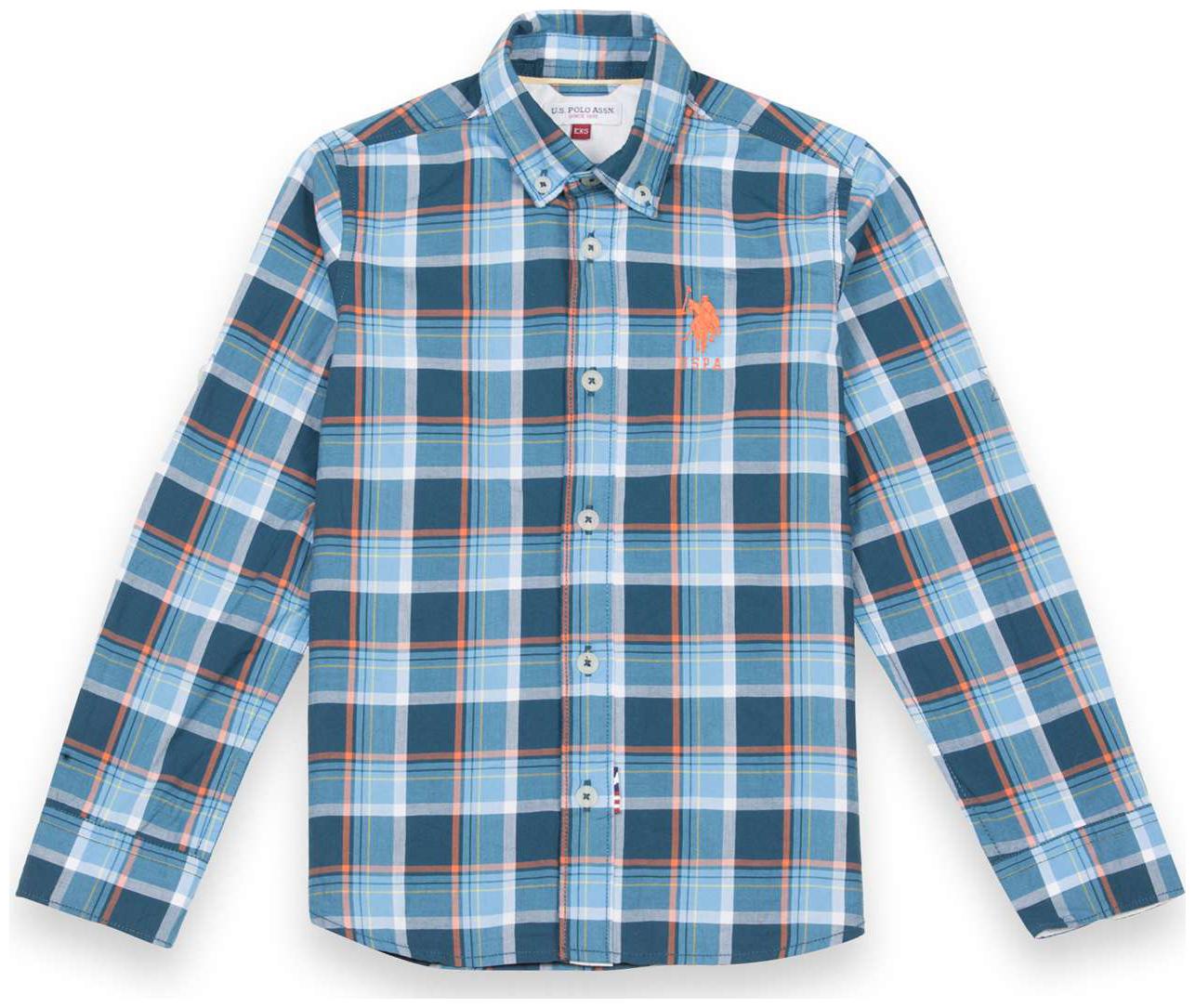 

U S Polo Assn Boy Cotton Checked Shirt Blue