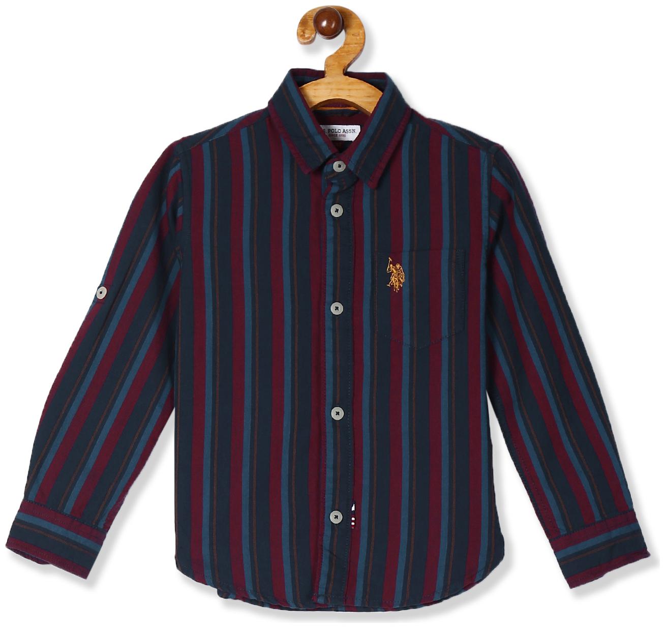 

U S Polo Assn Boy Cotton Striped Shirt Blue