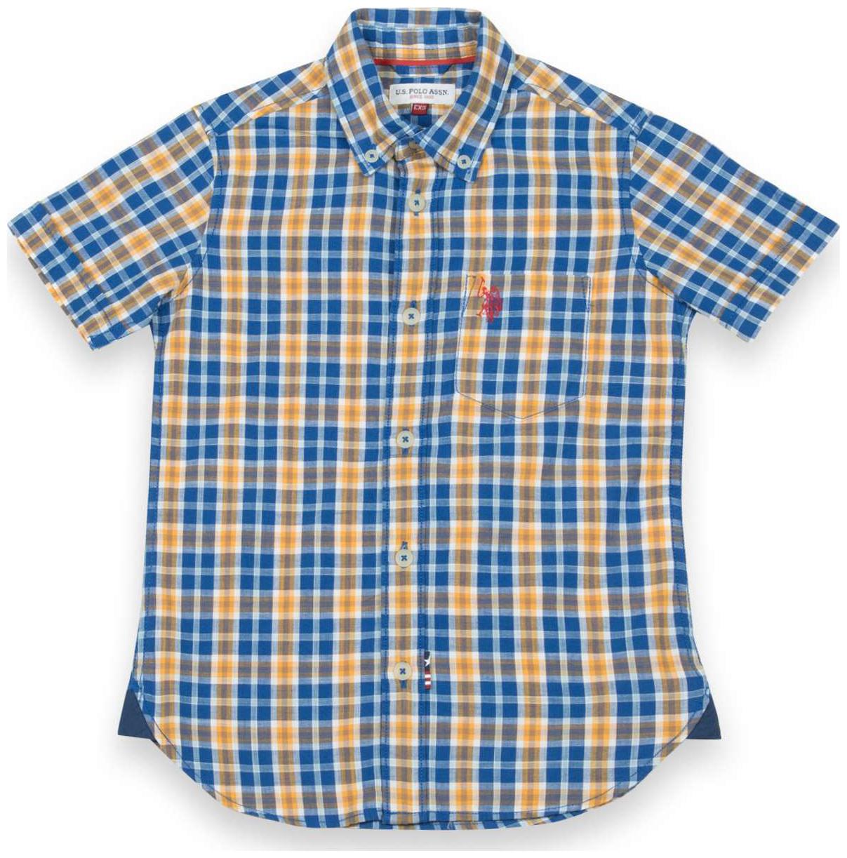 

U S Polo Assn Boy Cotton Checked Shirt Blue