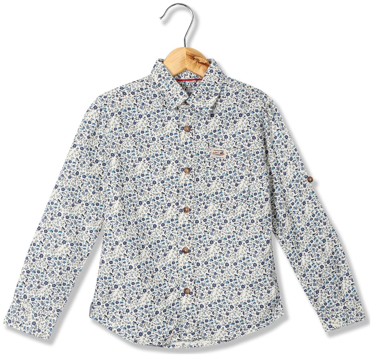 

U S Polo Assn Boy Cotton Printed Shirt White