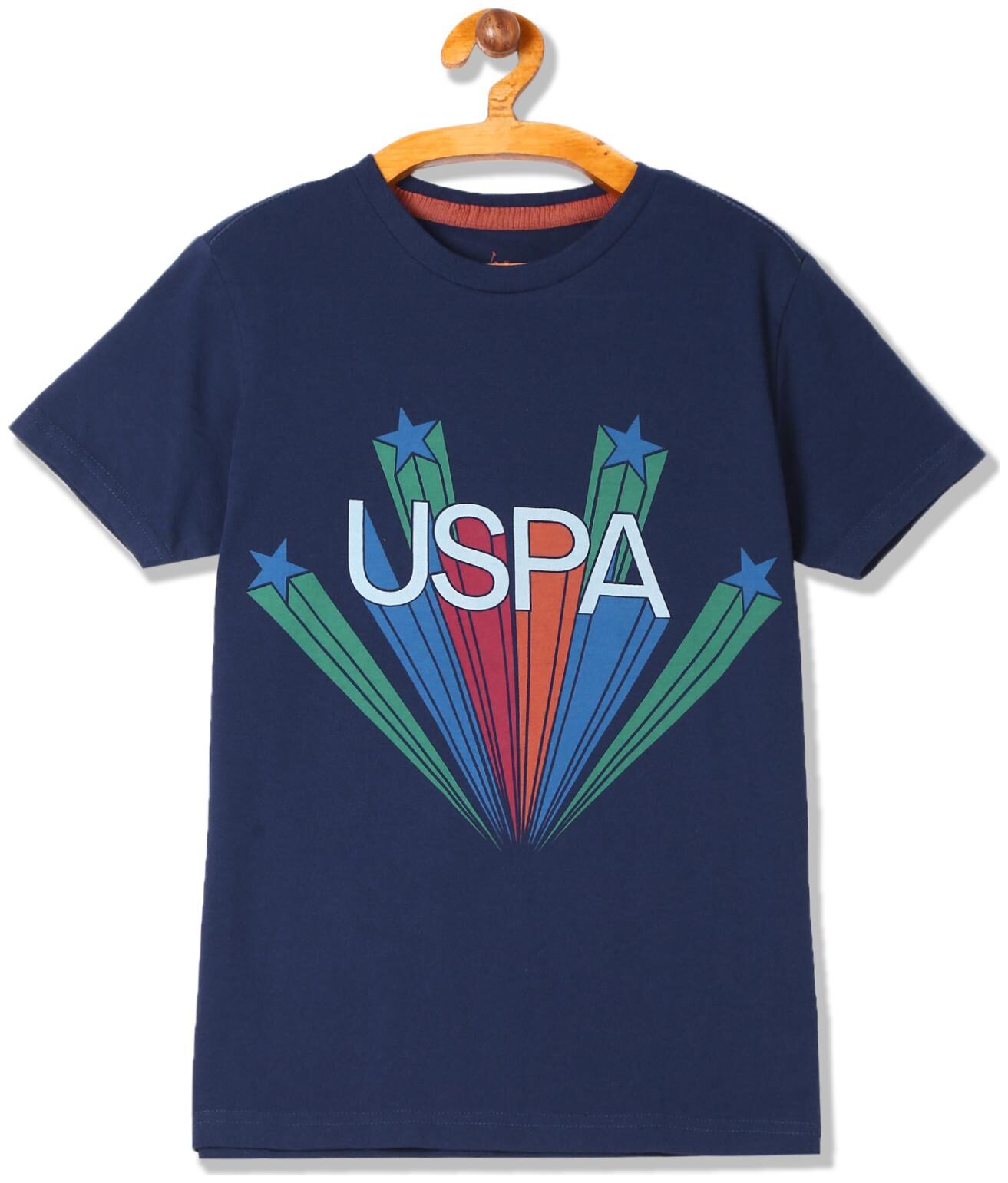 

U S Polo Assn Boy Cotton Printed T-shirt - Blue