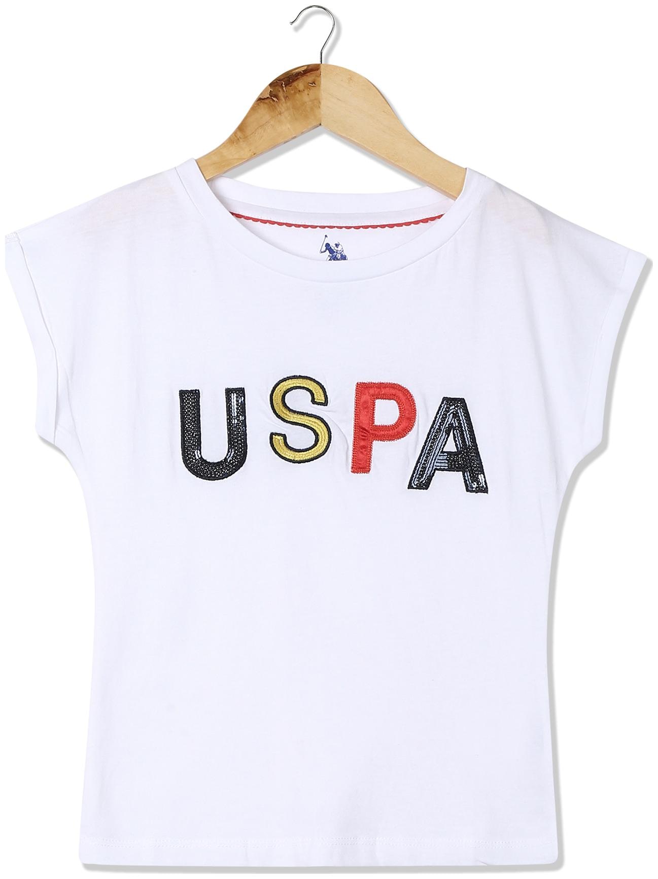 

U S Polo Assn Girl Cotton Self design Top - White