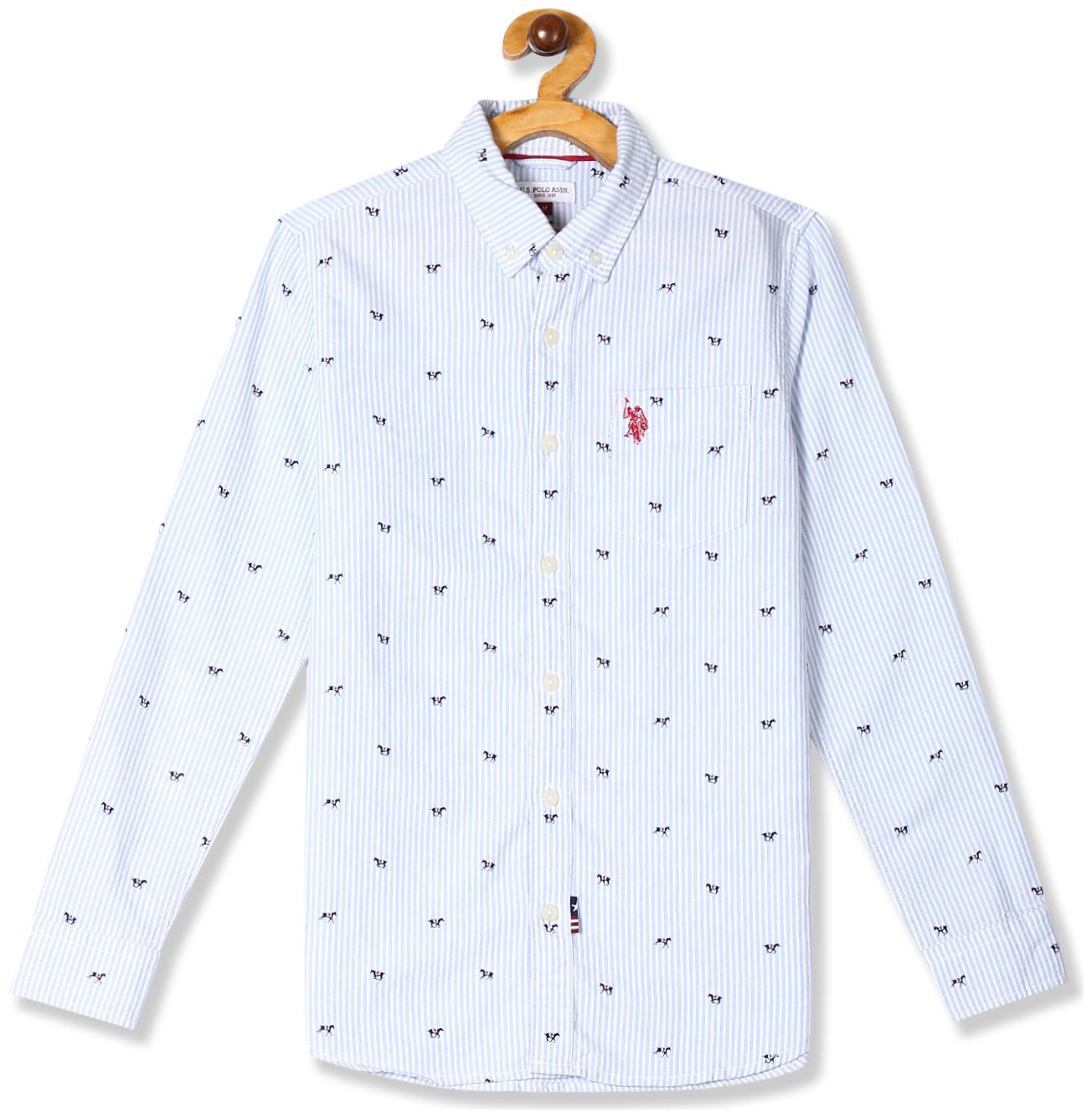 

U S Polo Assn Boy Cotton Striped Shirt Blue