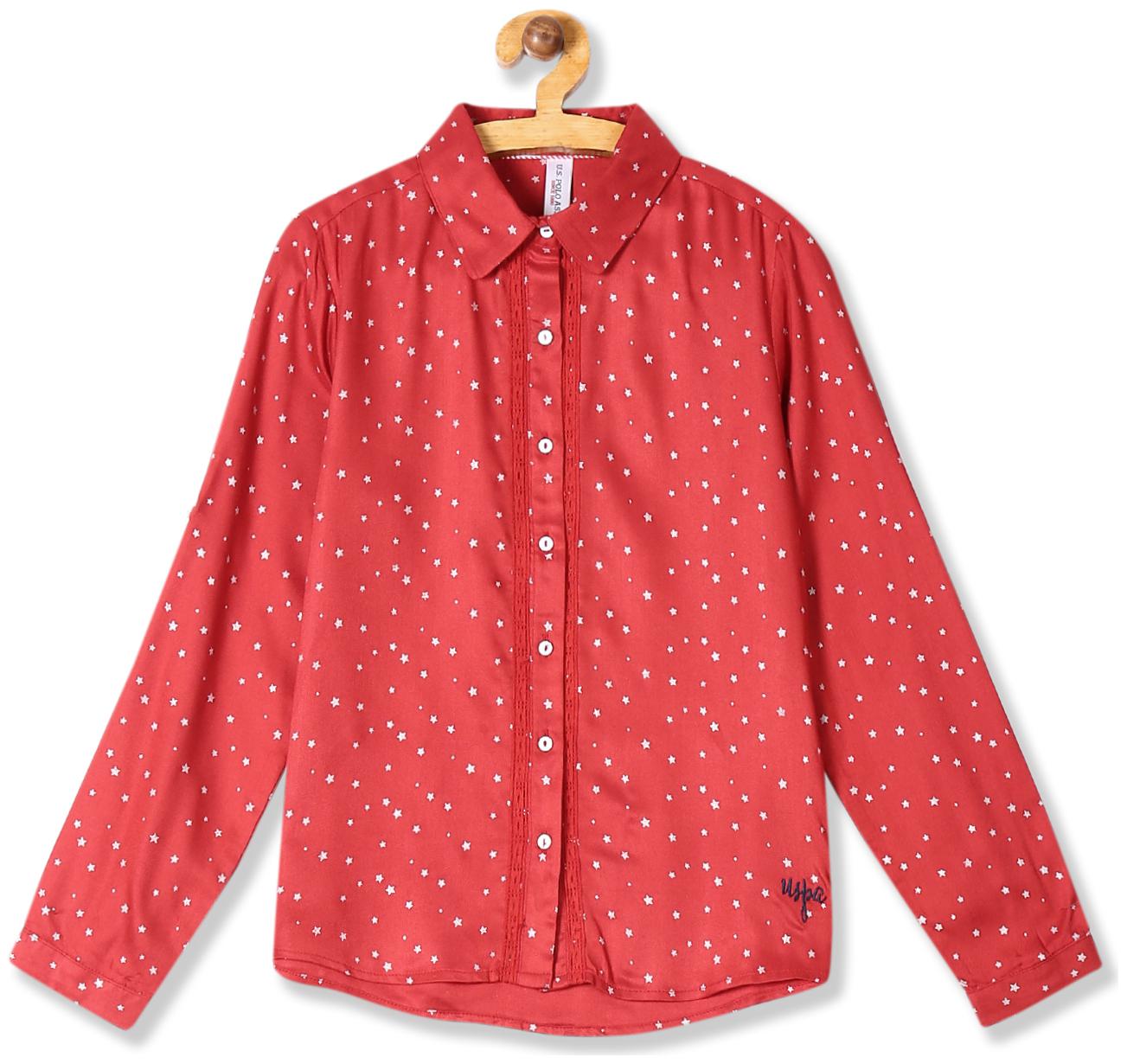 

U S Polo Assn Girl Rayon Printed Shirt - Red