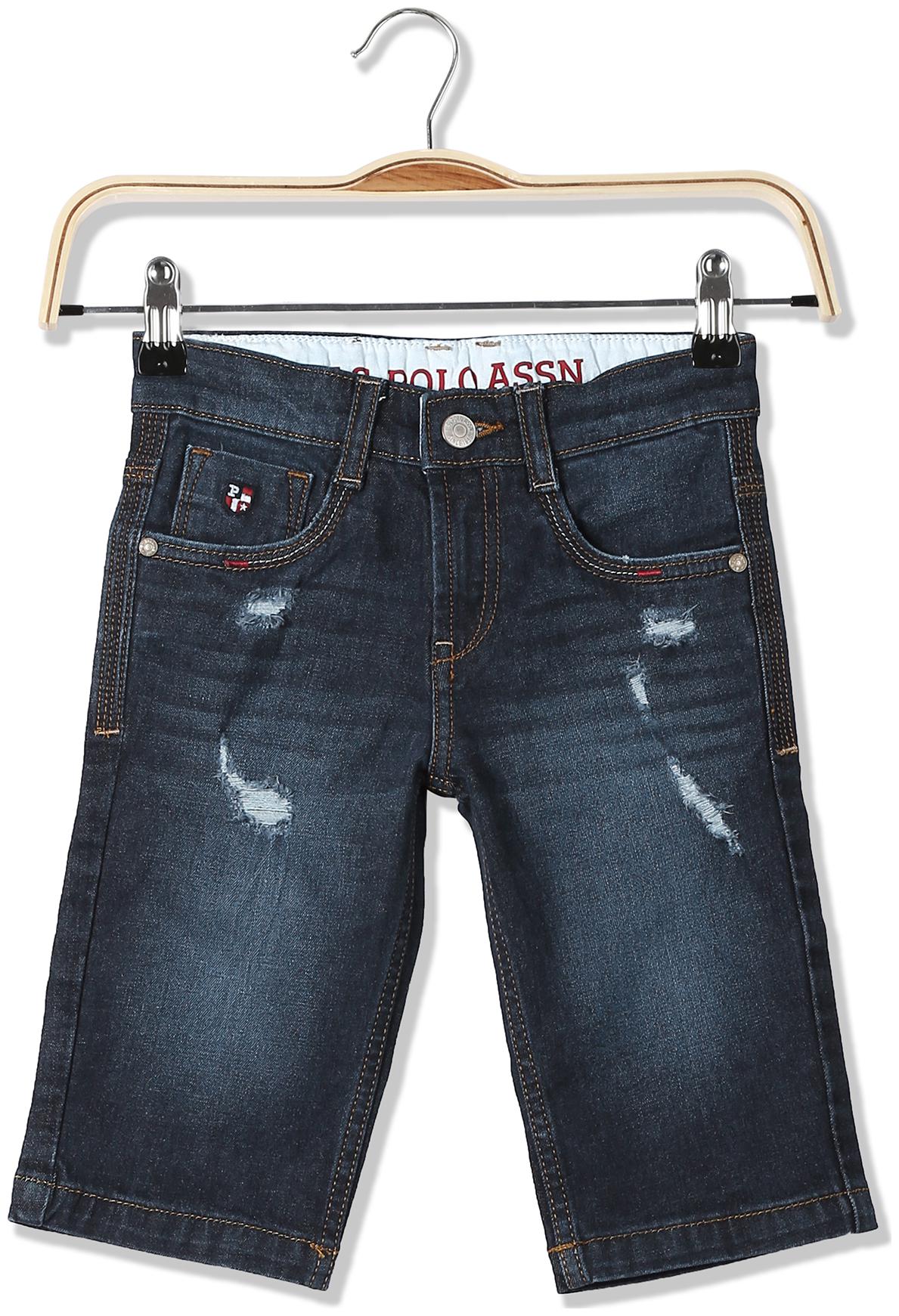 

U S Polo Assn Boy Solid Shorts 3 4ths - Blue