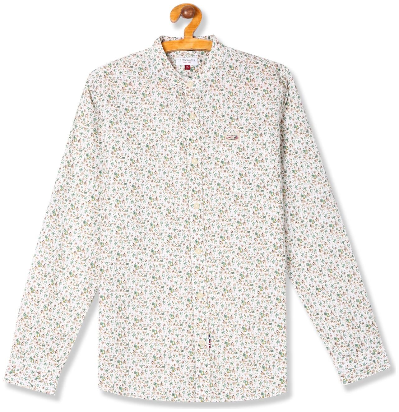 

U S Polo Assn Boy Cotton Printed Shirt Beige