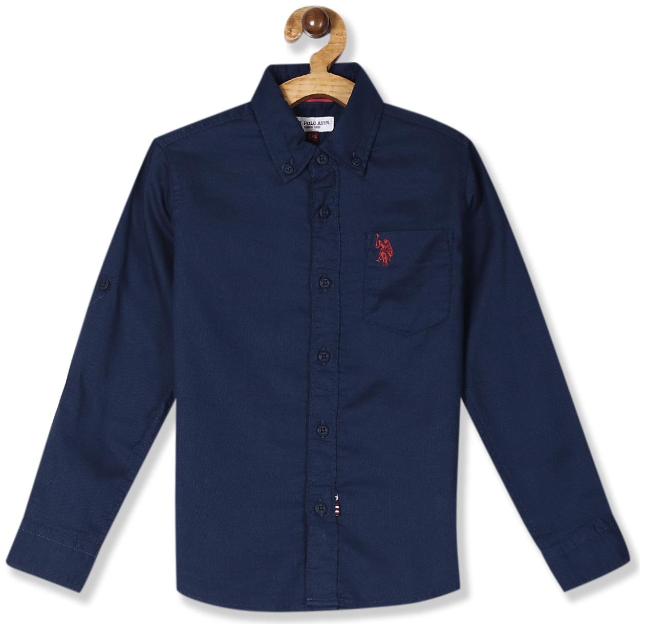 

U S Polo Assn Boy Cotton Solid Shirt Blue
