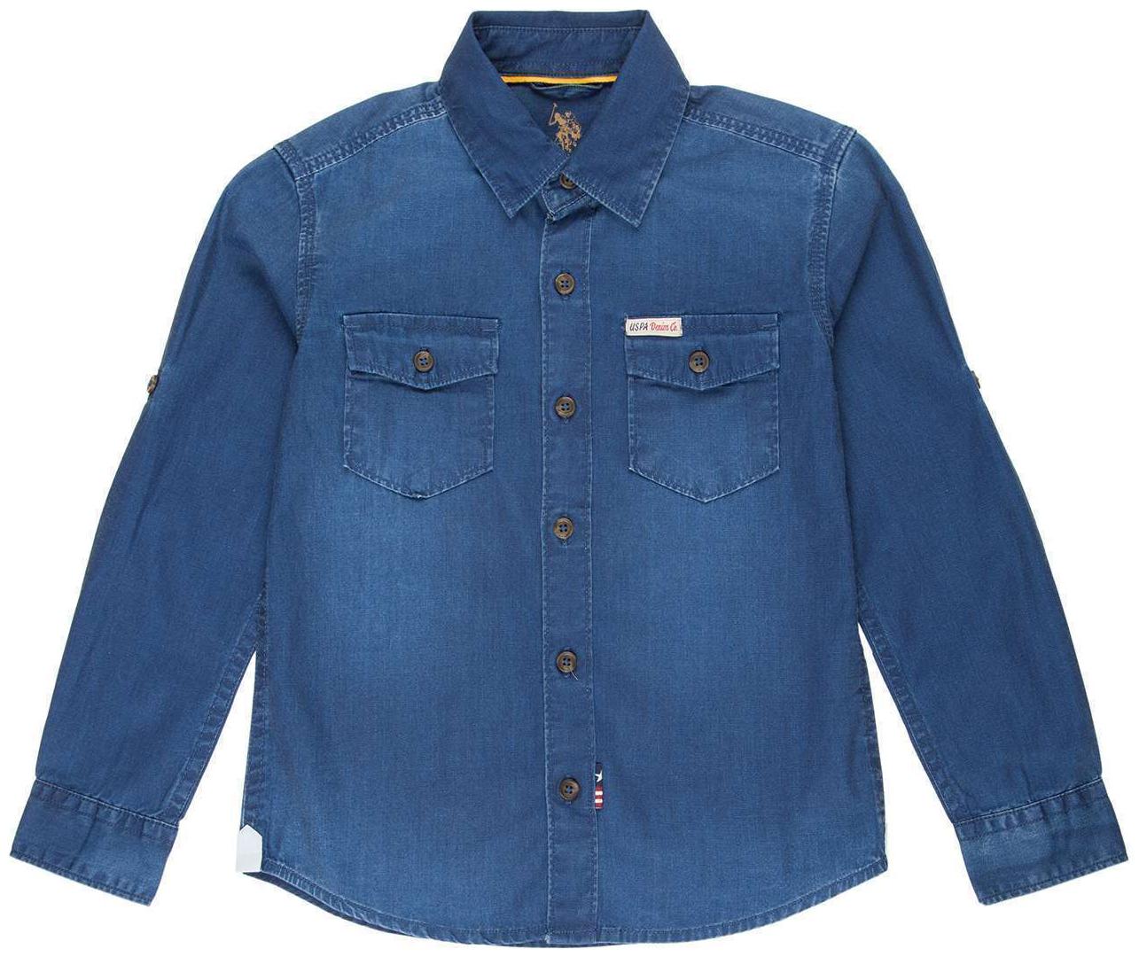 

U S Polo Assn Boy Cotton Solid Shirt Blue