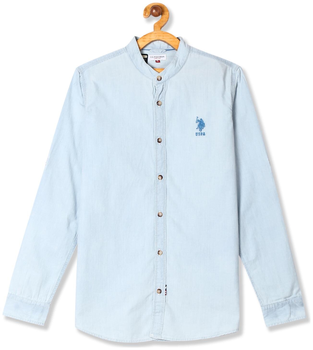 

U S Polo Assn Cotton Solid Shirt for Baby Boy - Blue