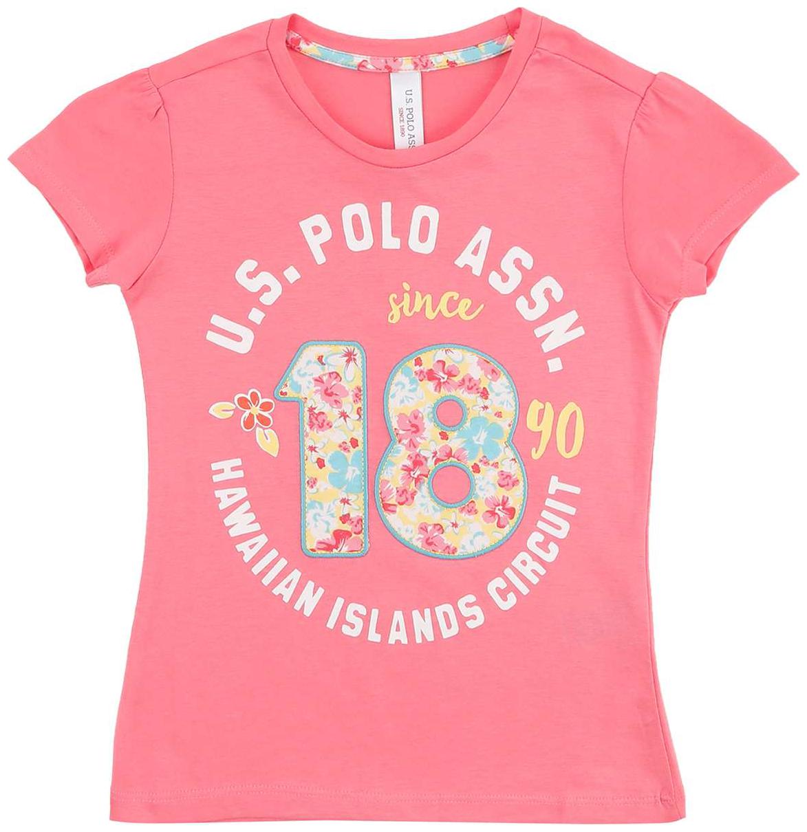 

U S Polo Assn Girl Cotton Printed T shirt - Pink