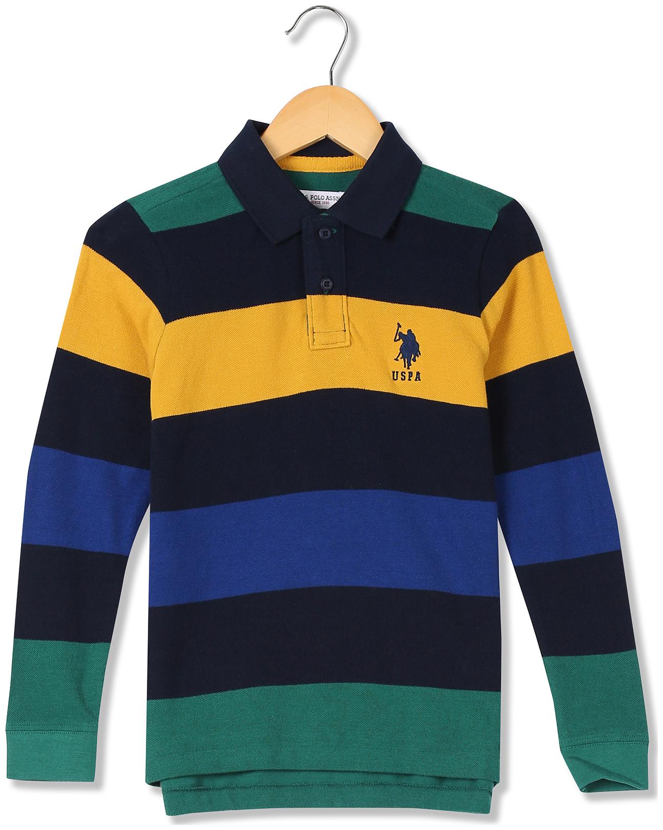 

U S Polo Assn Boy Cotton Striped T-shirt - Yellow