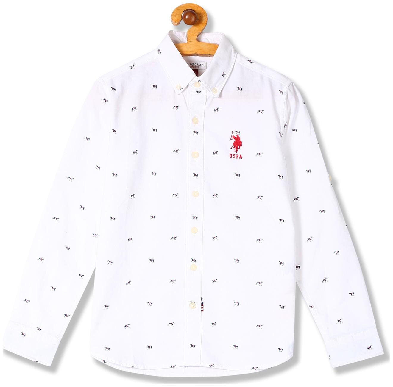 

U S Polo Assn Boy Cotton Printed Shirt White