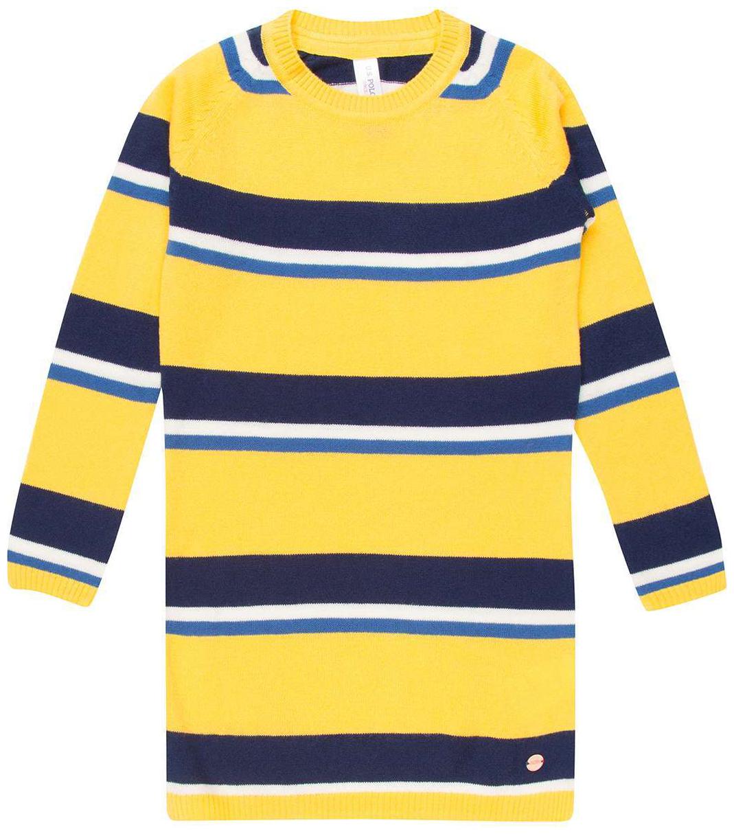 

U S Polo Assn Yellow Acrylic Full Sleeves Knee Length Princess Frock ( Pack of 1 )