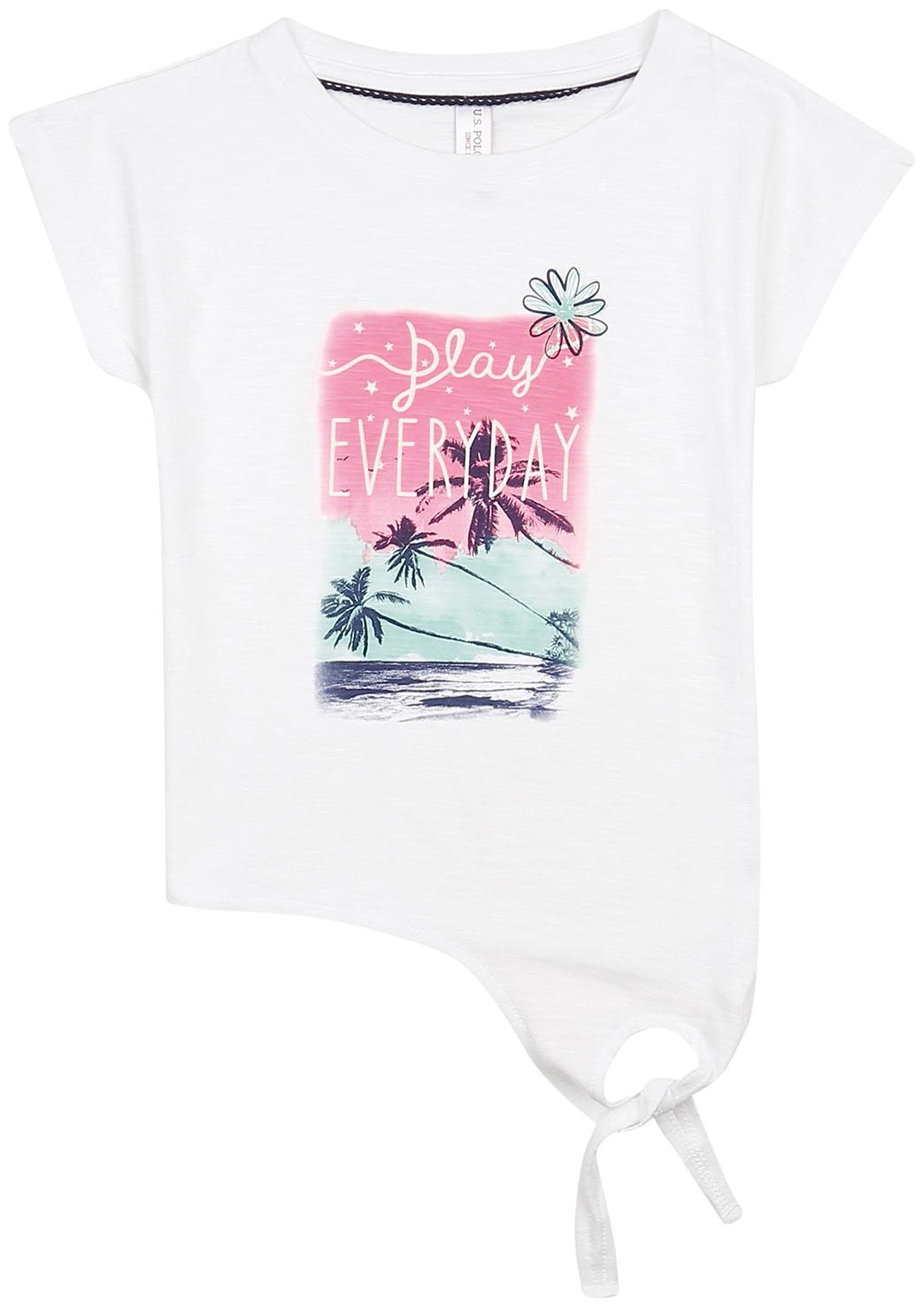 

U S Polo Assn Girl Cotton Printed Top - White