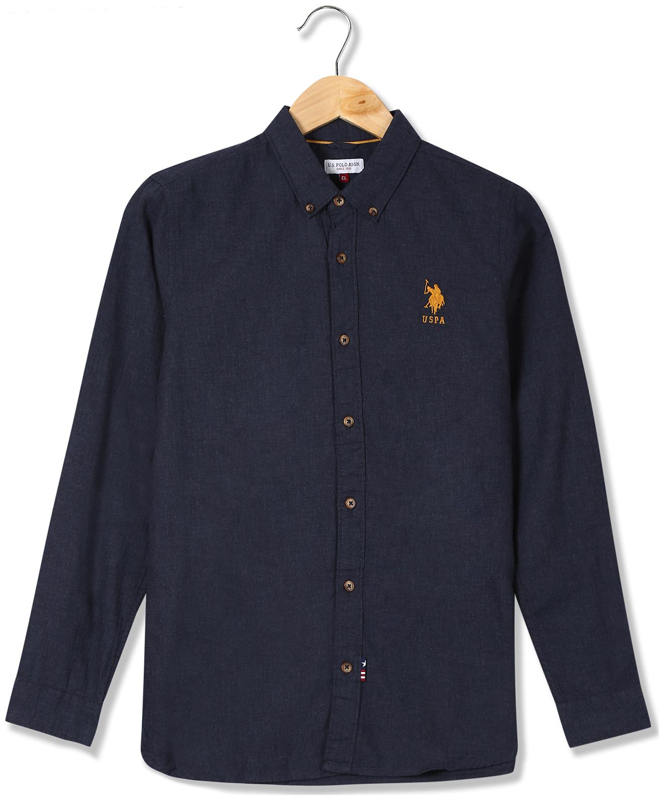

U S Polo Assn Boy Cotton Solid Shirt Blue