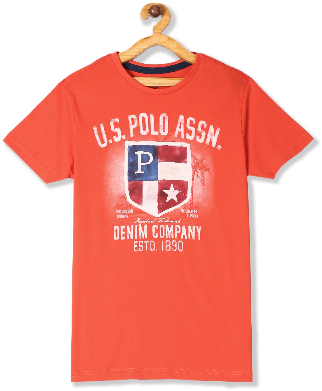 

U S Polo Assn Boy Cotton Printed T-shirt - Orange