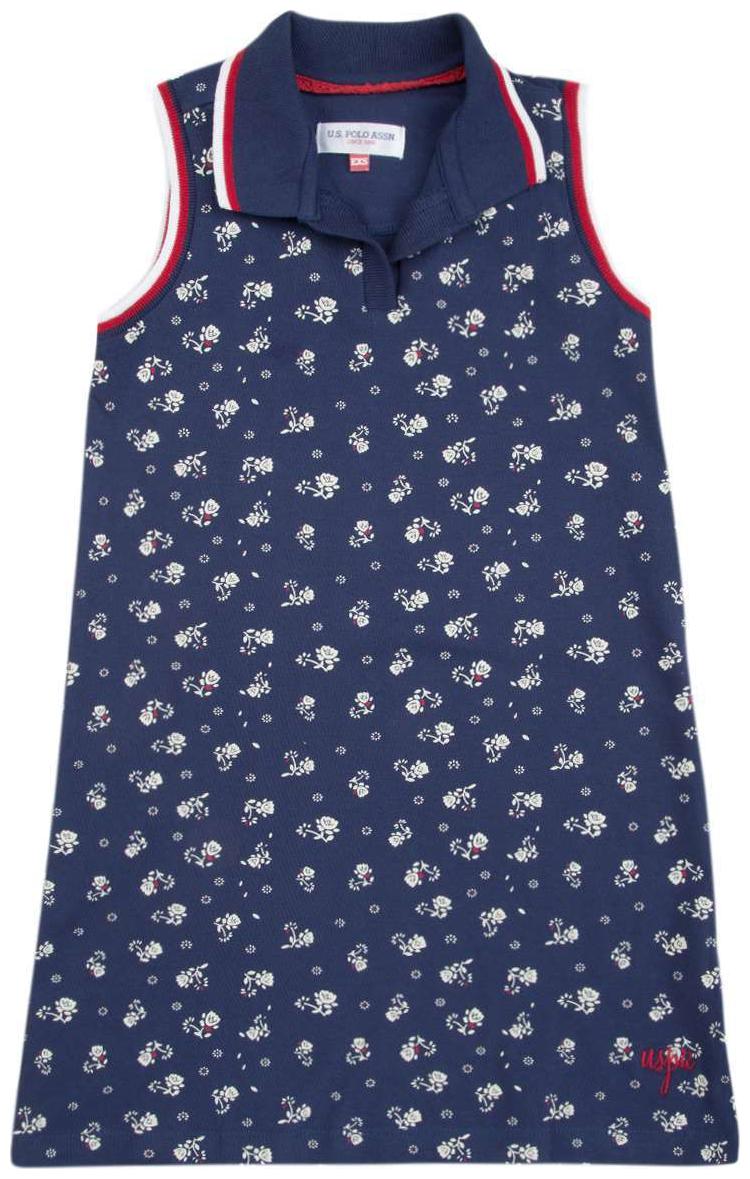 

U S Polo Assn Blue Cotton Sleeveless Knee Length Princess Frock ( Pack of 1 )