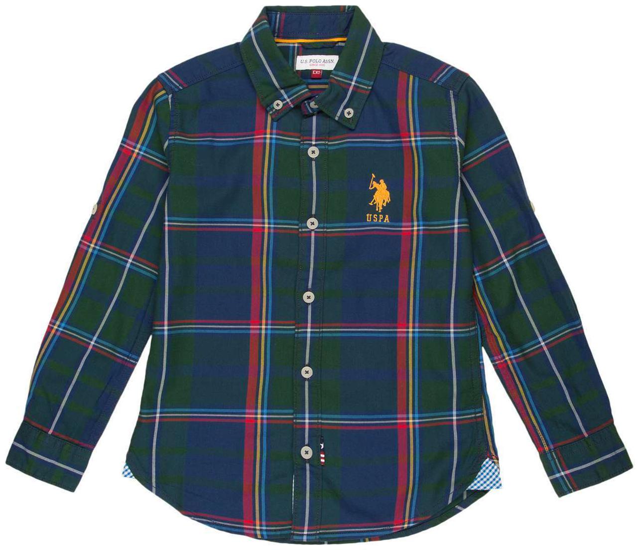 

U S Polo Assn Boy Cotton Checked Shirt Green