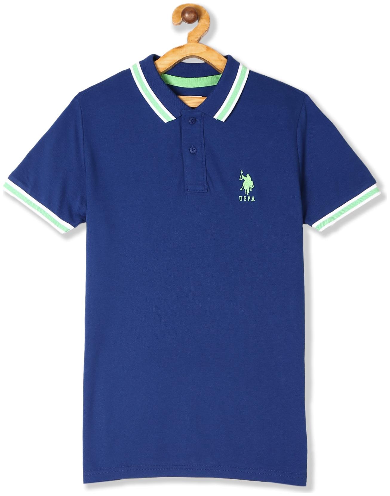 

U S Polo Assn Boy Cotton Solid T-shirt - Blue