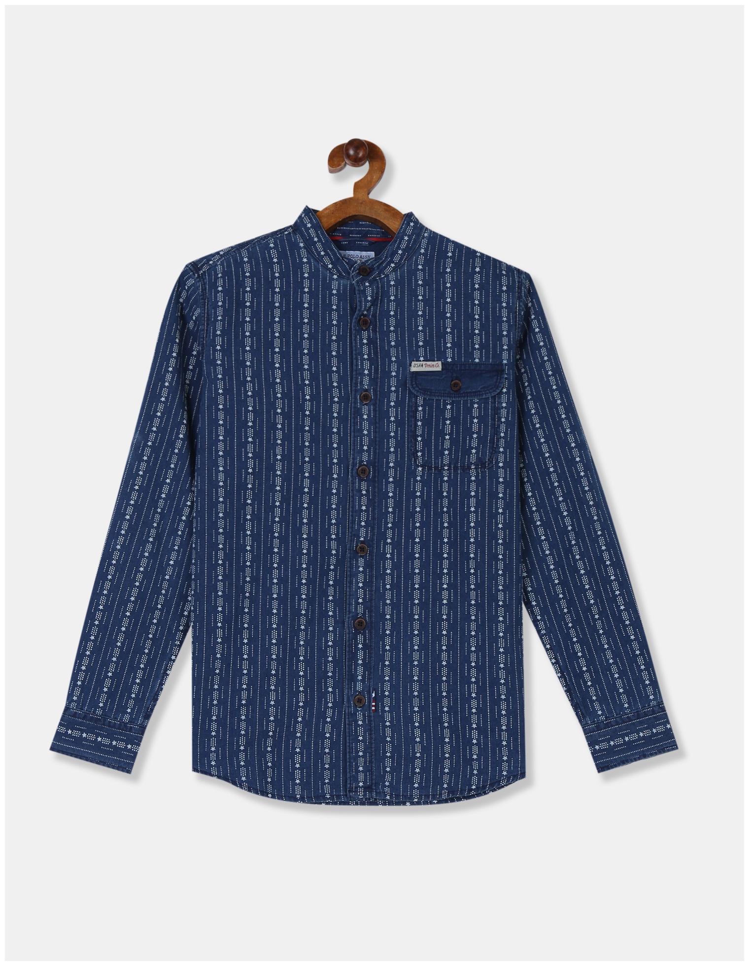 

U S Polo Assn Boy Cotton Printed Shirt Blue