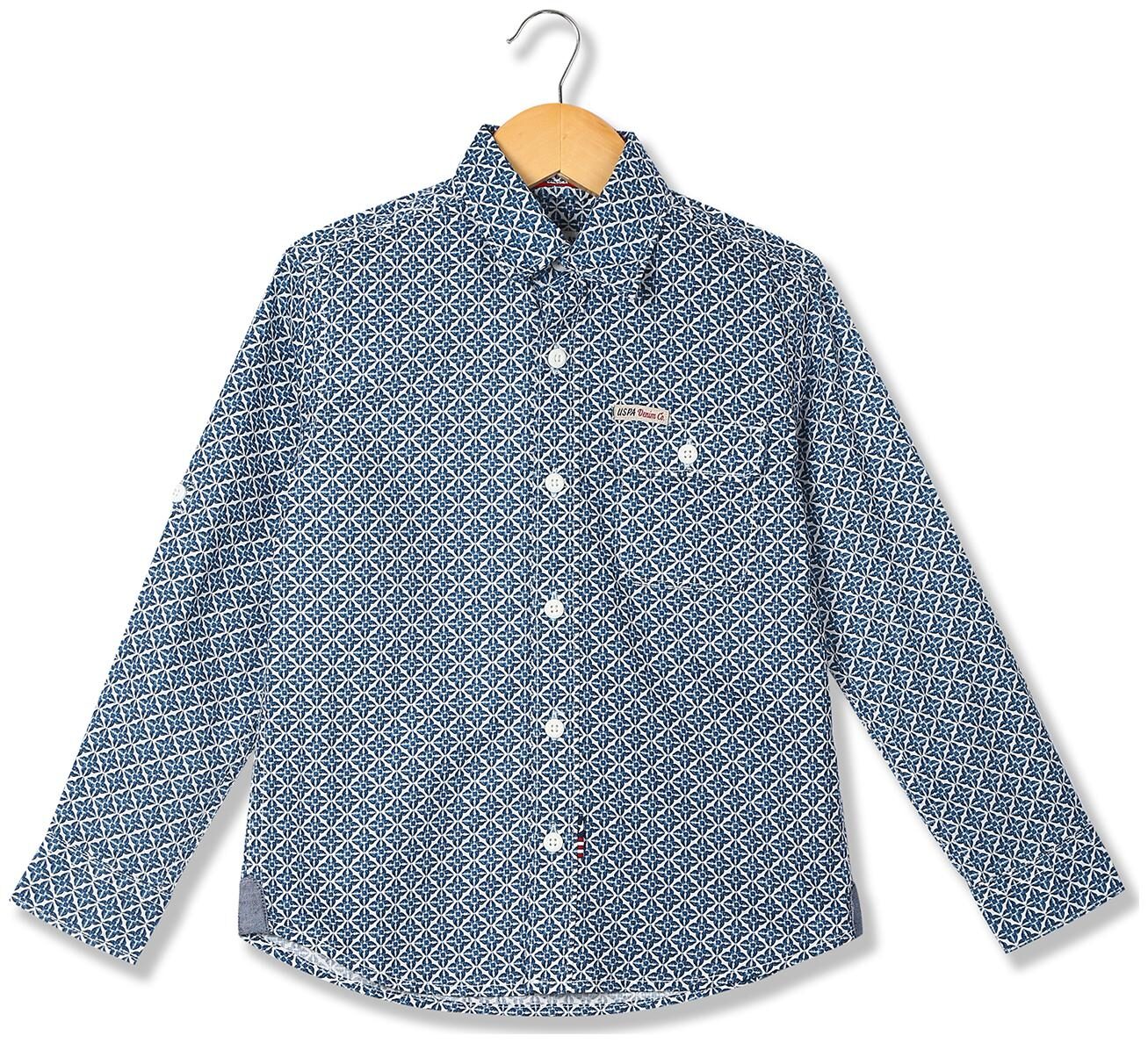 

U S Polo Assn Cotton Printed Shirt for Baby Boy - Blue