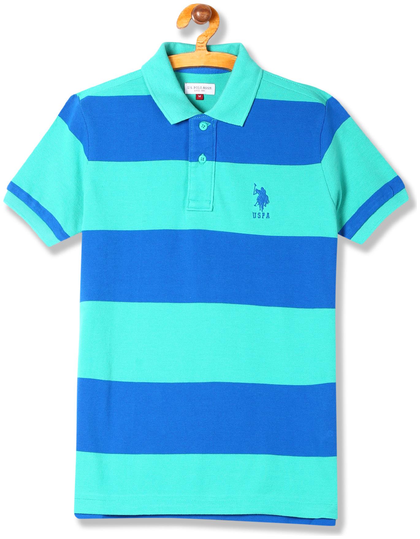 

U S Polo Assn Cotton Striped T shirt for Baby Boy - Green