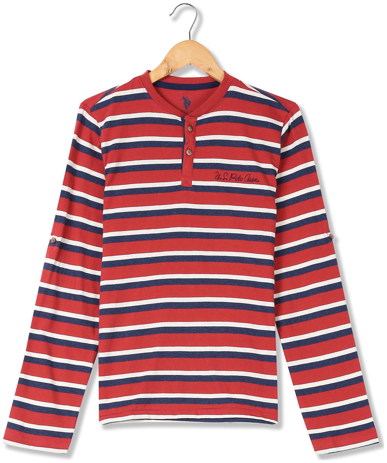

U S Polo Assn Boy Cotton Striped T-shirt - Red