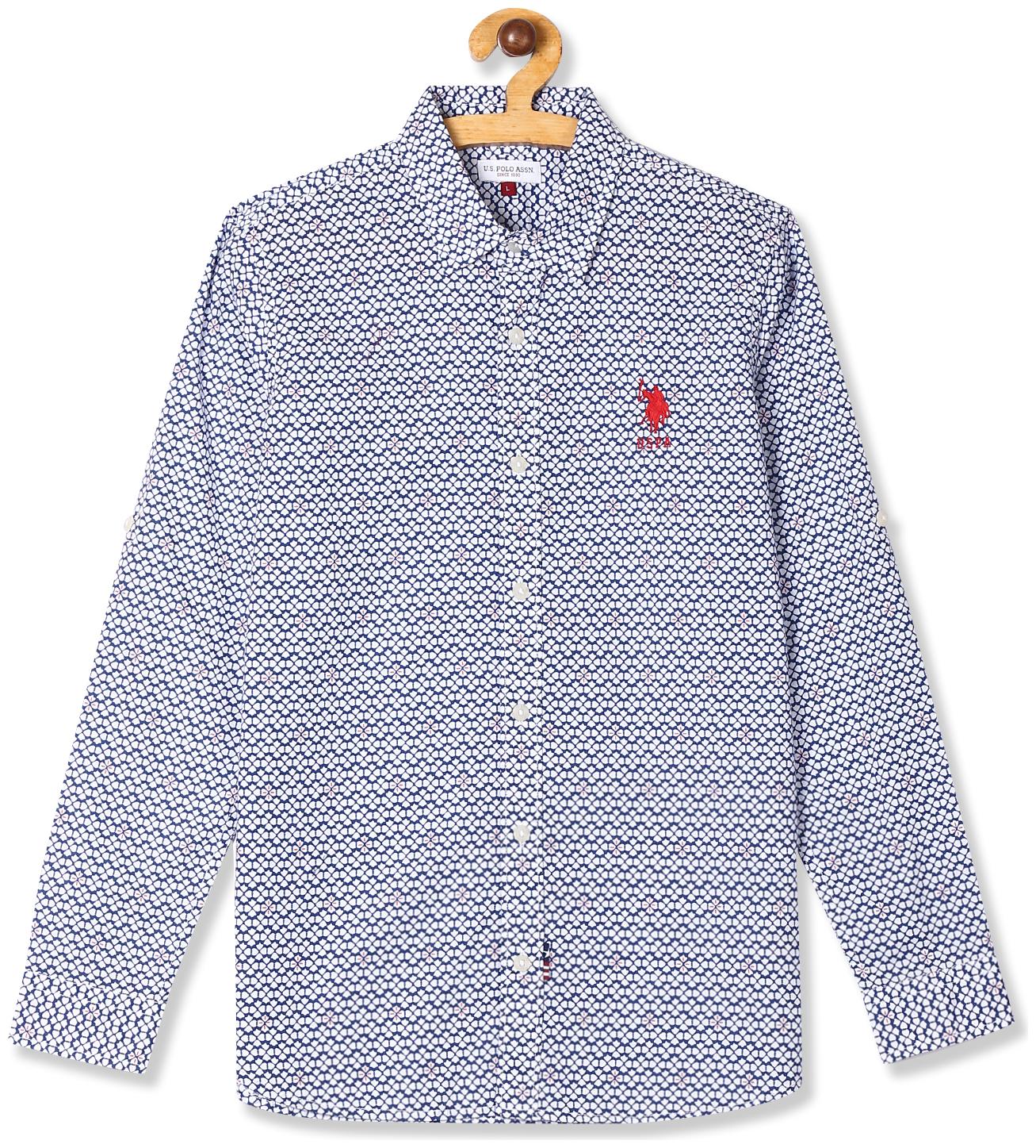 

U S Polo Assn Boy Cotton Printed Shirt Blue