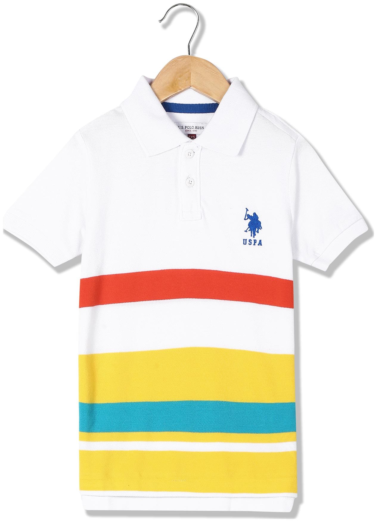 

U S Polo Assn Boy Cotton Striped T-shirt - White