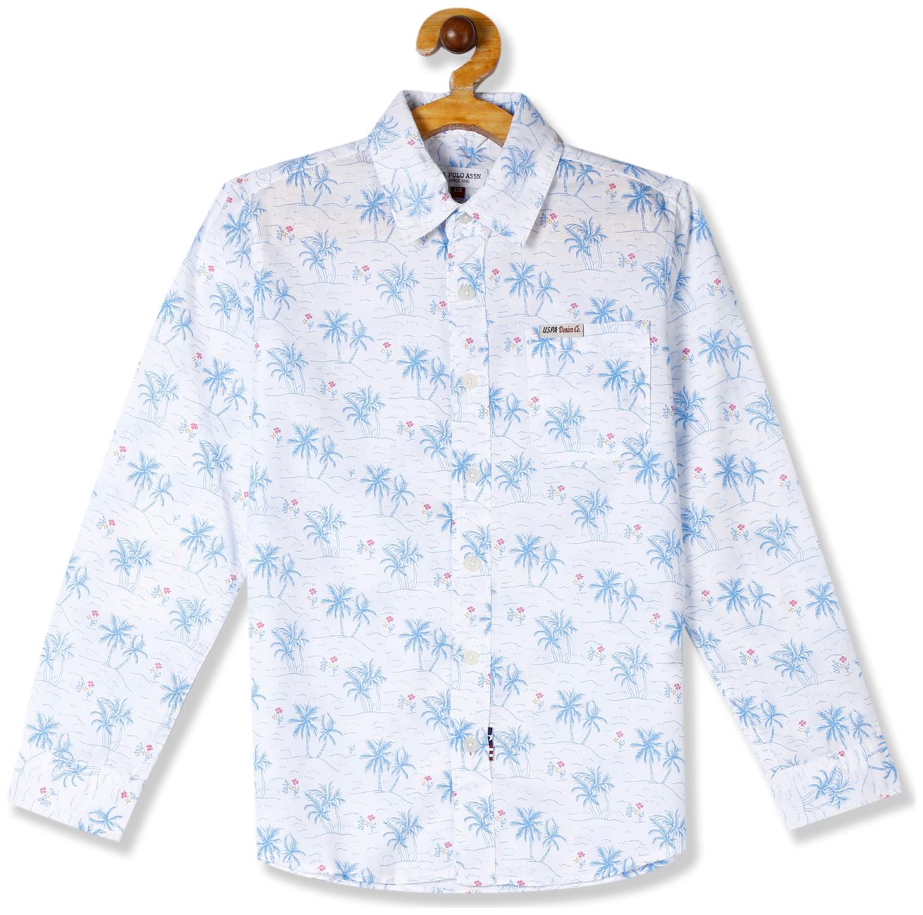 

U S Polo Assn Boy Cotton Printed Shirt White