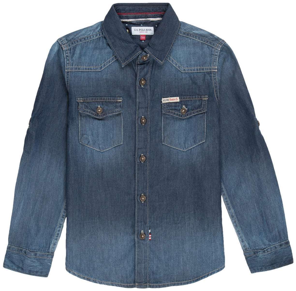 

U S Polo Assn Boy Cotton Solid Shirt Blue