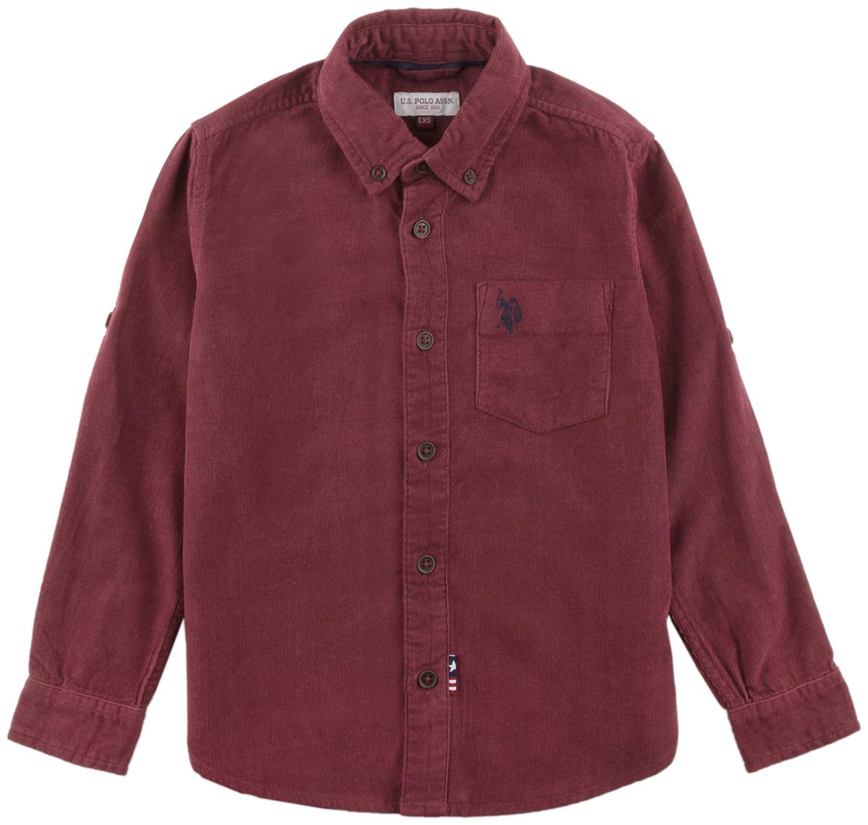 

U S Polo Assn Boy Cotton Solid Shirt Red