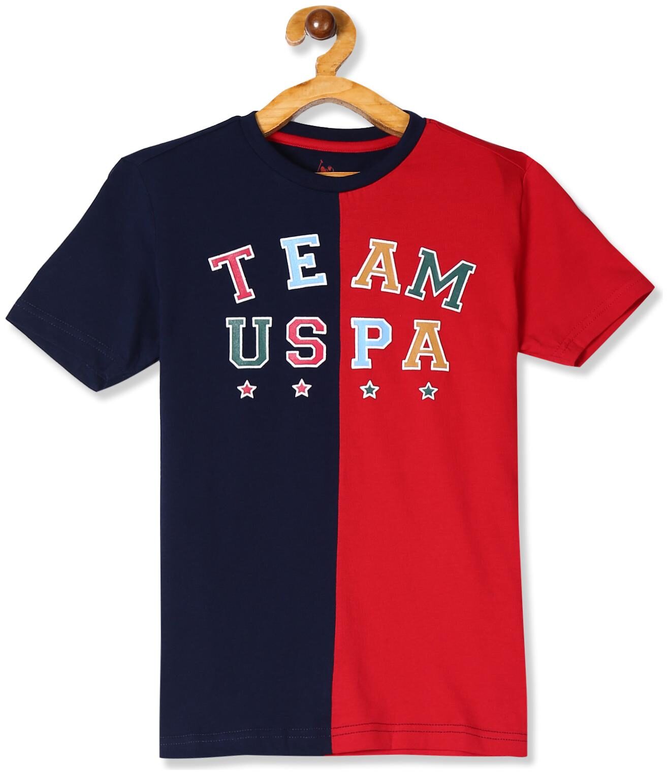 

U S Polo Assn Boy Cotton Colorblocked T-shirt - Red