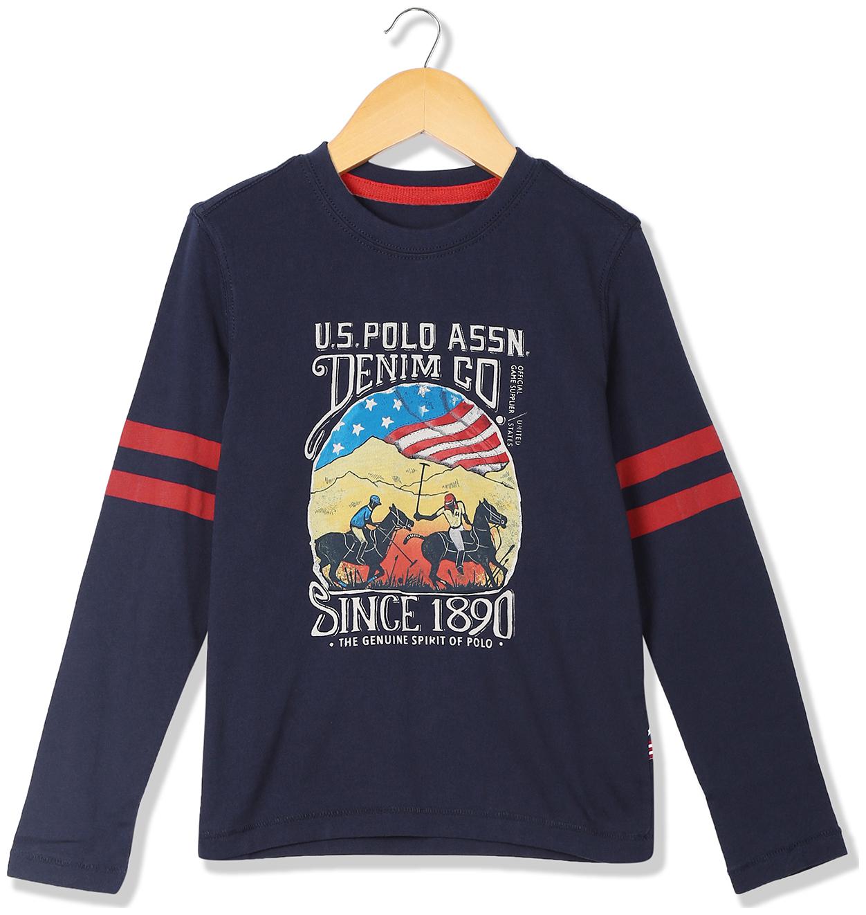 

U S Polo Assn Boy Cotton Printed T-shirt - Blue