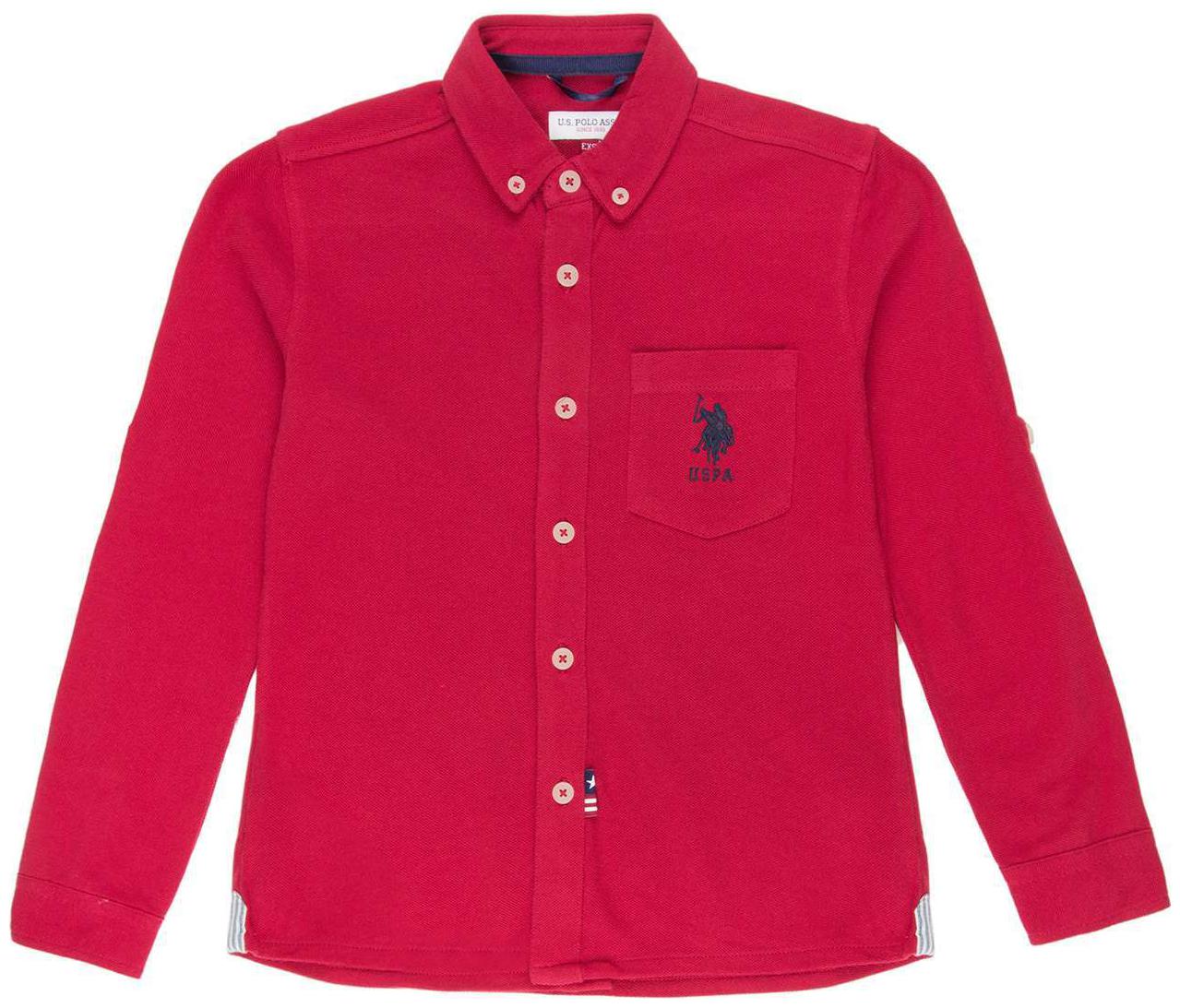 

U S Polo Assn Boy Cotton Solid Shirt Red