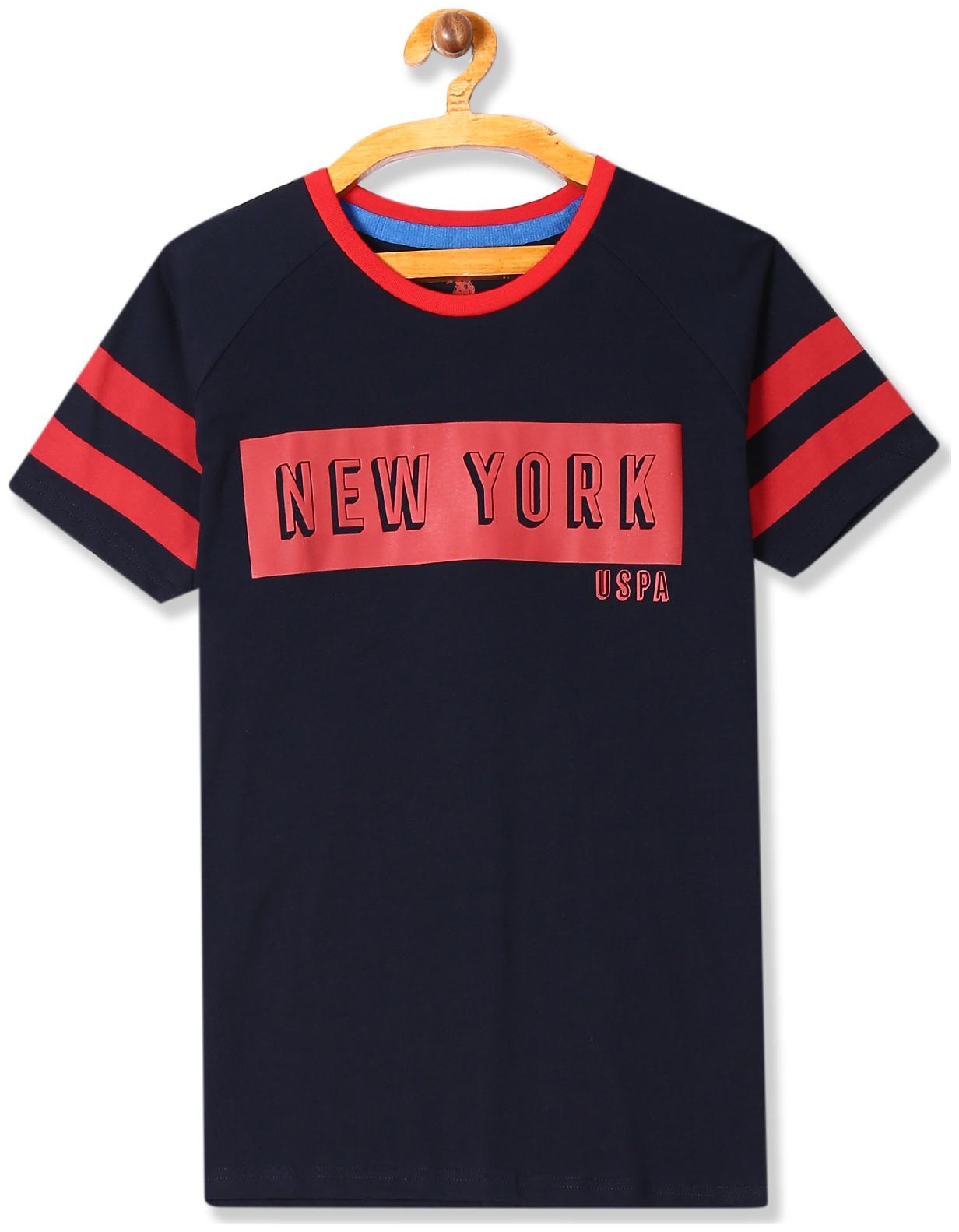 

U S Polo Assn Boy Cotton Printed T-shirt - Blue