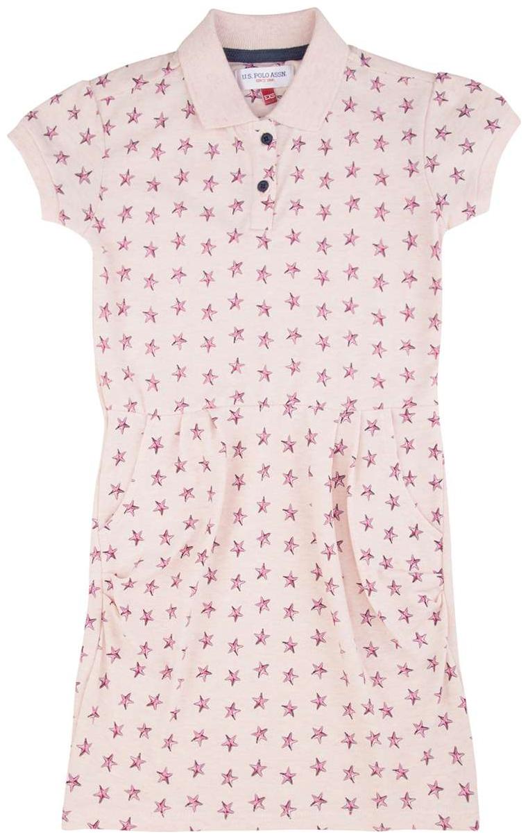 

U S Polo Assn Pink Cotton Short Sleeves Knee Length Princess Frock ( Pack of 1 )